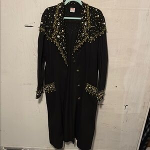 Embellished Black Trench Coat